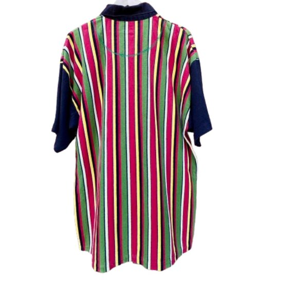 VTG Cross Colours 1/4 Zip Knit Polo OSFA Striped Hip Hop Nation ASO Tupac USA - Picture 4 of 11